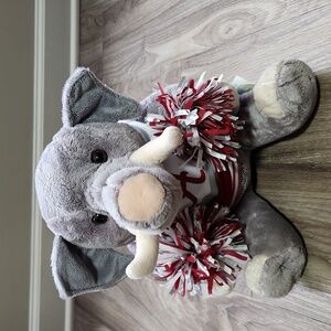 Alabama Crimson Tide Cheerleader Outfit & Pompoms On A Build-A-Bear Elephant